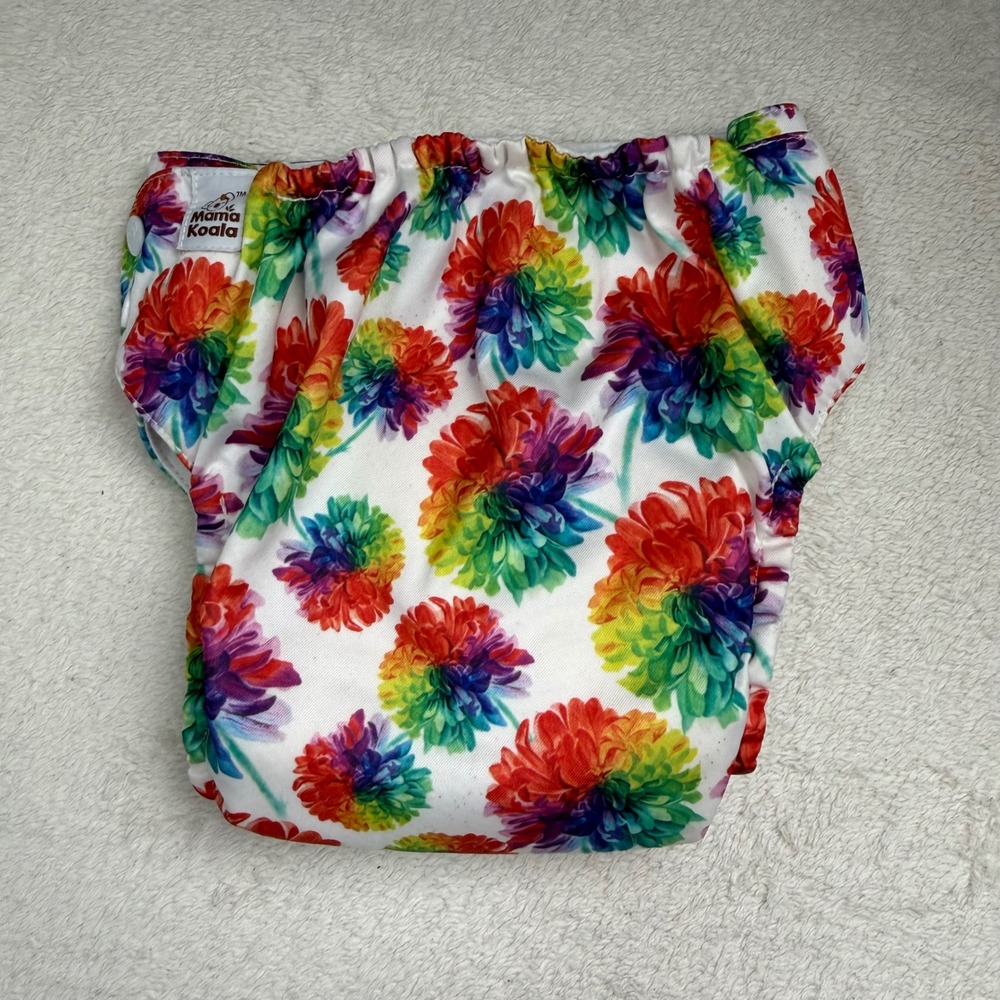 Mama Koala Floral Dahlia Pocket Cloth Diaper Adjustable Snaps Sustainable - Picture 2 of 6